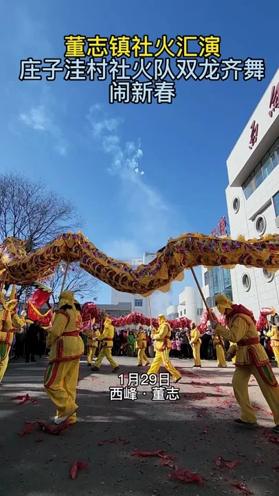 董志鎮(zhèn)莊子洼村社火隊雙龍齊舞鬧新春