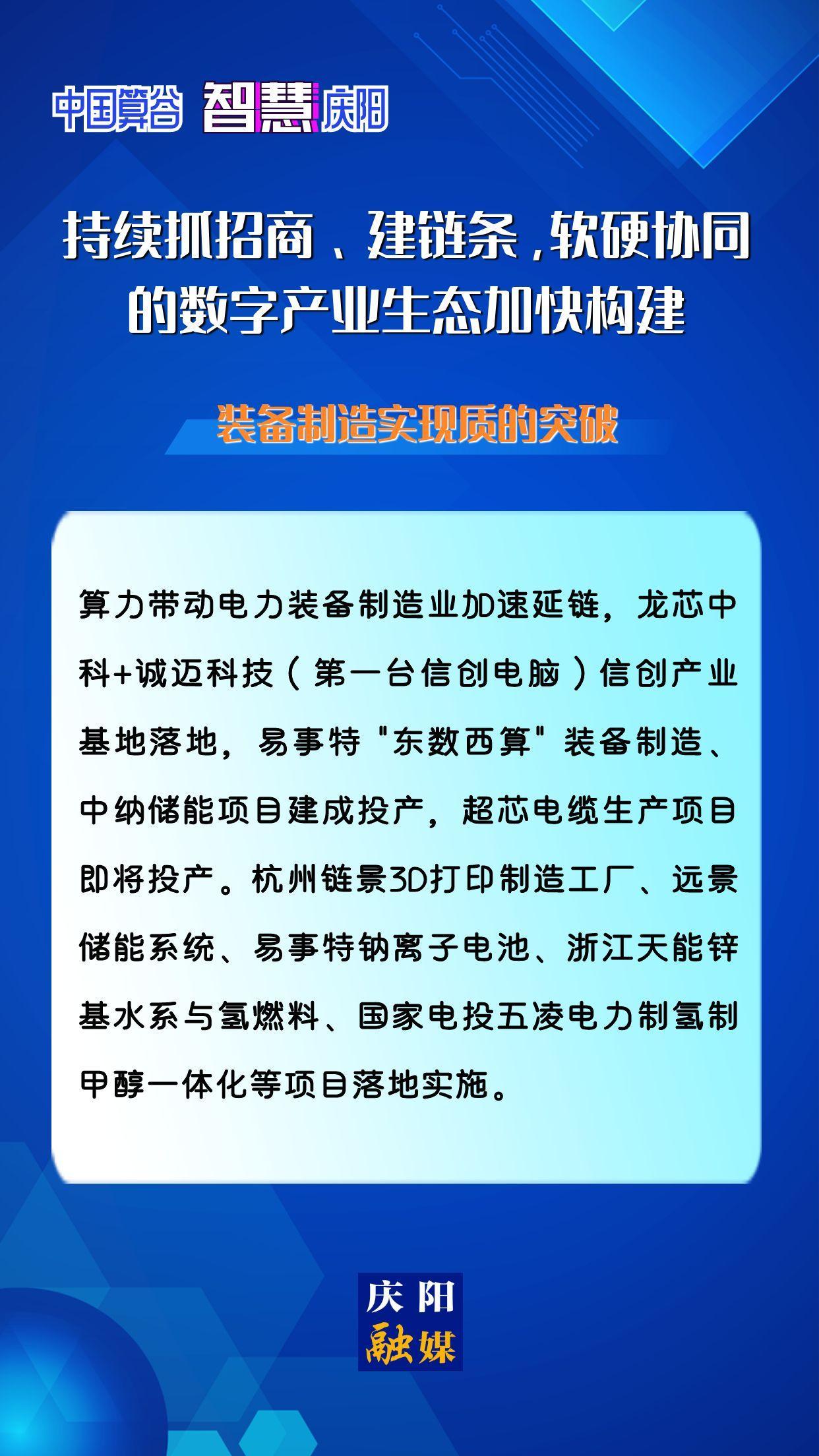 【海報】中國算谷 智慧慶陽 | 持續(xù)抓招商、建鏈條，軟硬協(xié)同的數(shù)字產(chǎn)業(yè)生態(tài)加快構(gòu)建