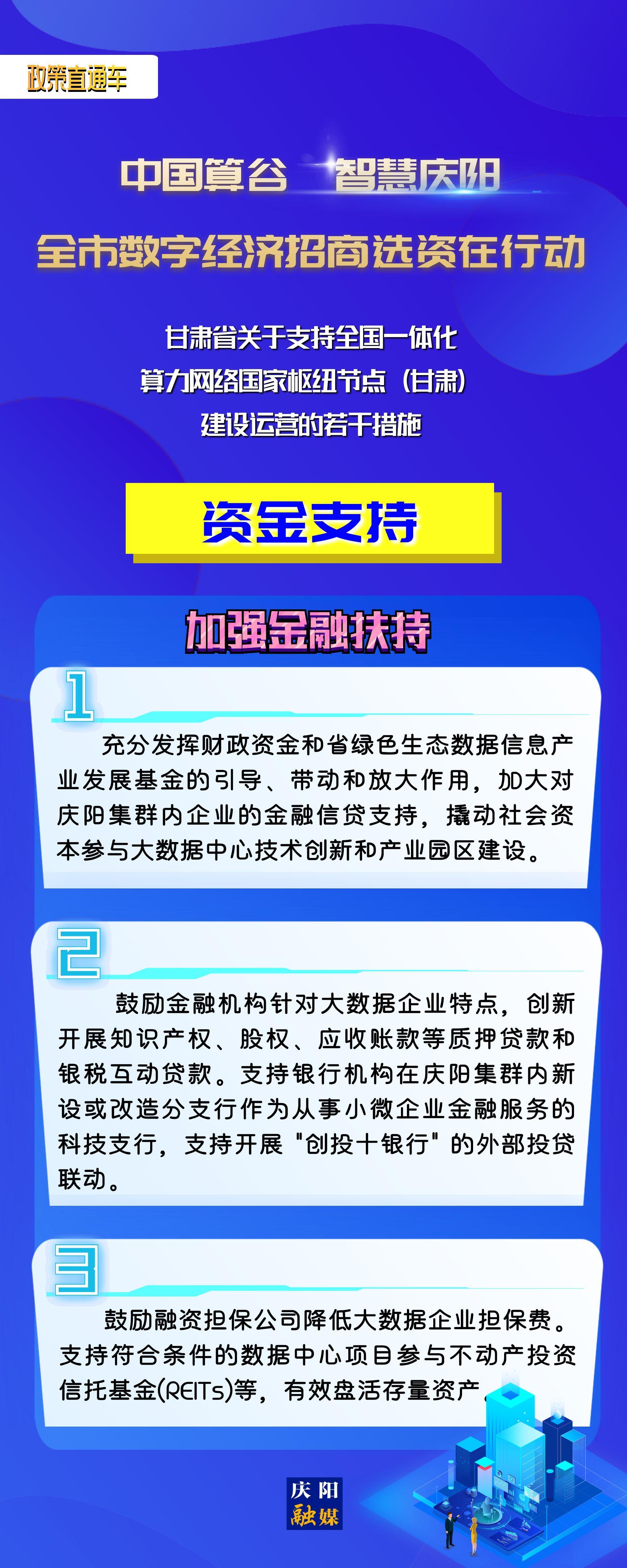 甘肅省關于支持全國一體化算力網(wǎng)絡國家樞紐節(jié)點(甘肅)建設運營的若干措施︱資金支持——加強金融扶持